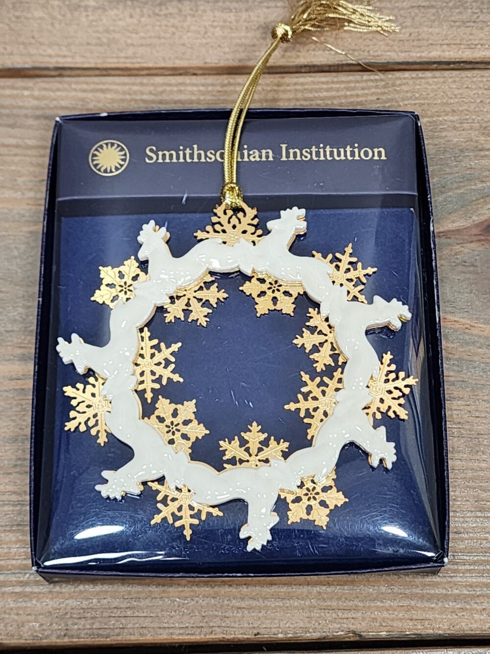 Lenox Christmas Ornament Reindeer Wreath Ornament Porcelain 2000